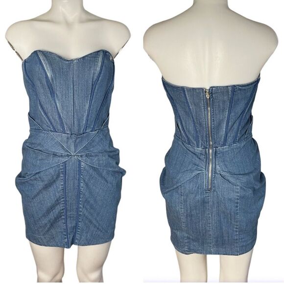 APPLE BOTTOMS Blue Jean Dress Denim Strapless Y2K Size Small VINTAGE